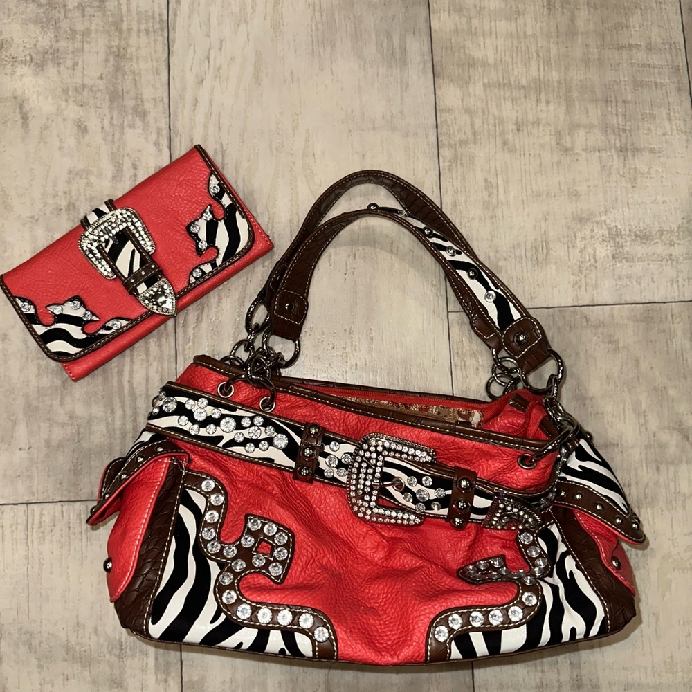 Women’s western studded handbag and wallet
